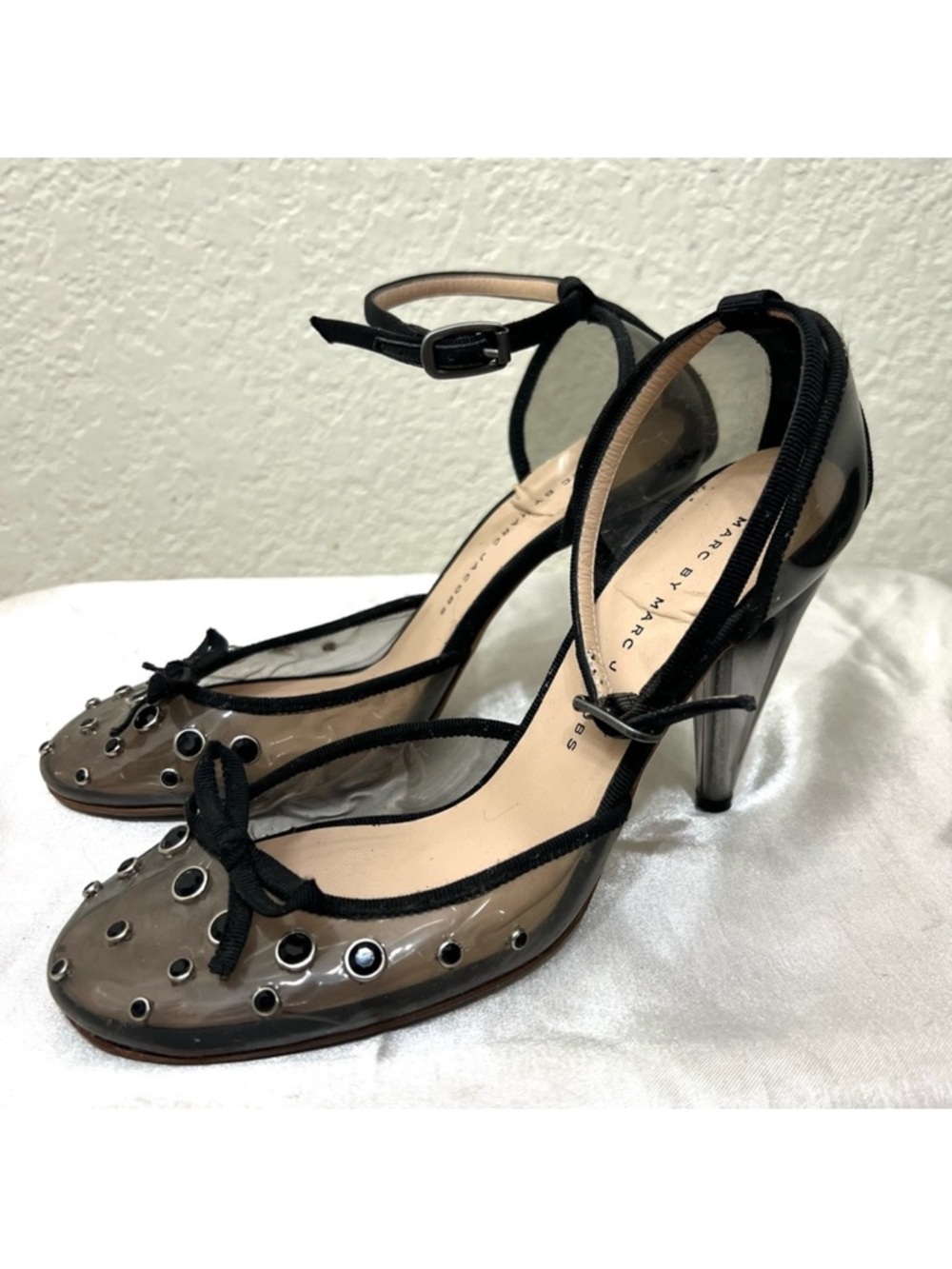 Marc by Marc Jacobs Clear Studded Rhinestone Closed Toe Heels Size 6